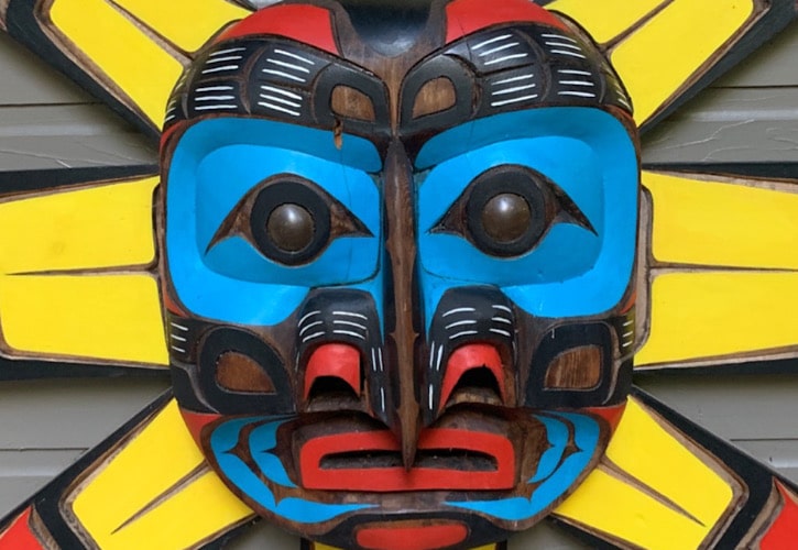 Big Rock Garden - Brightly painted face mask.